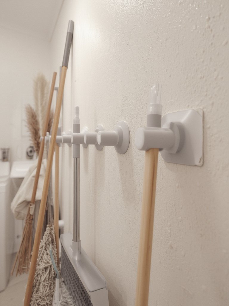 broom holder in action