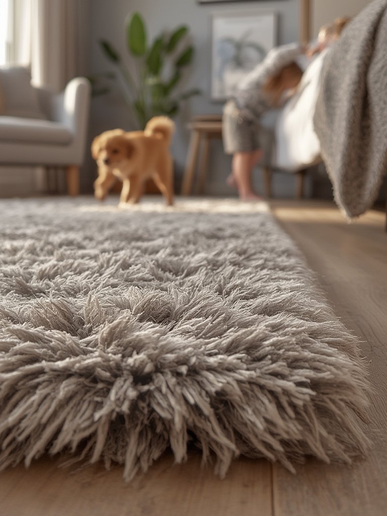 shaggy rug in action