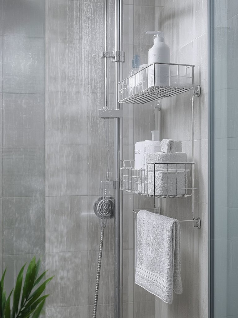 shower caddy in action